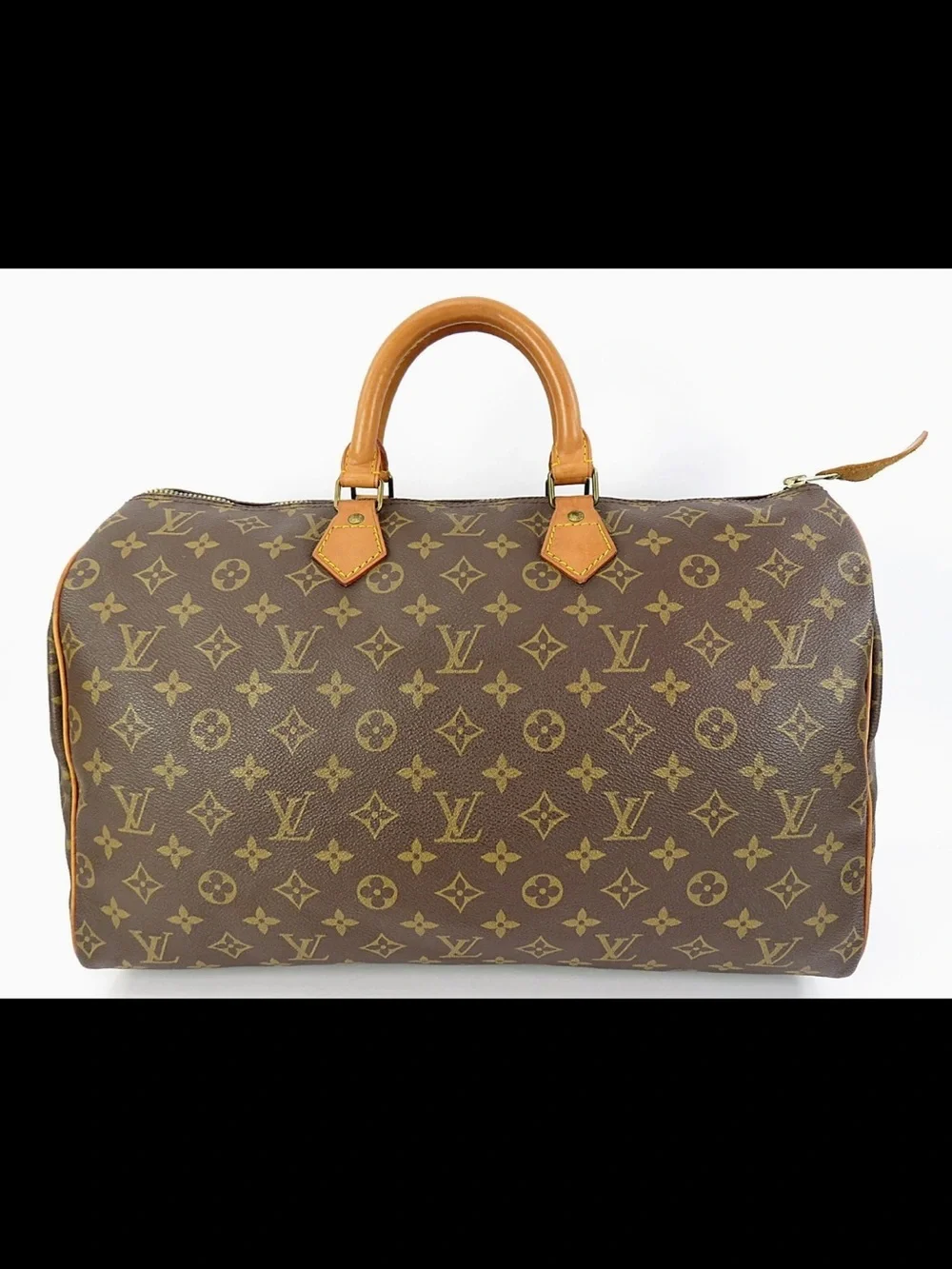 Louis Vuitton Monogram Canvas Satchel with Tan Leather Handles